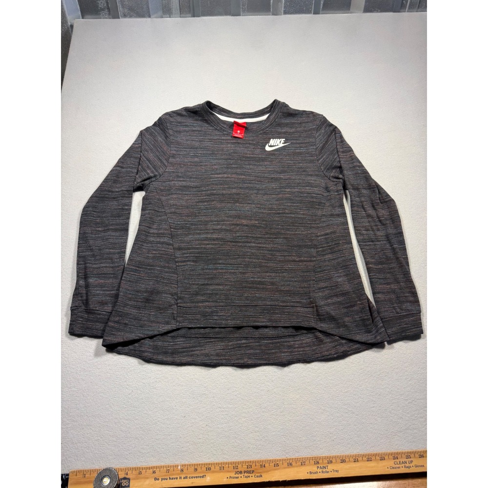 Nike Mens Space Dye Crewneck Sweatshirt Gray Heathered High Low Hem Size Medium
